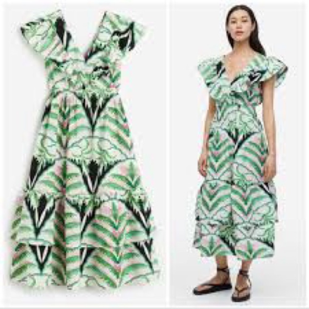 Beautiful H&M Flounce-trimmed Dress Floral Print Size Medium